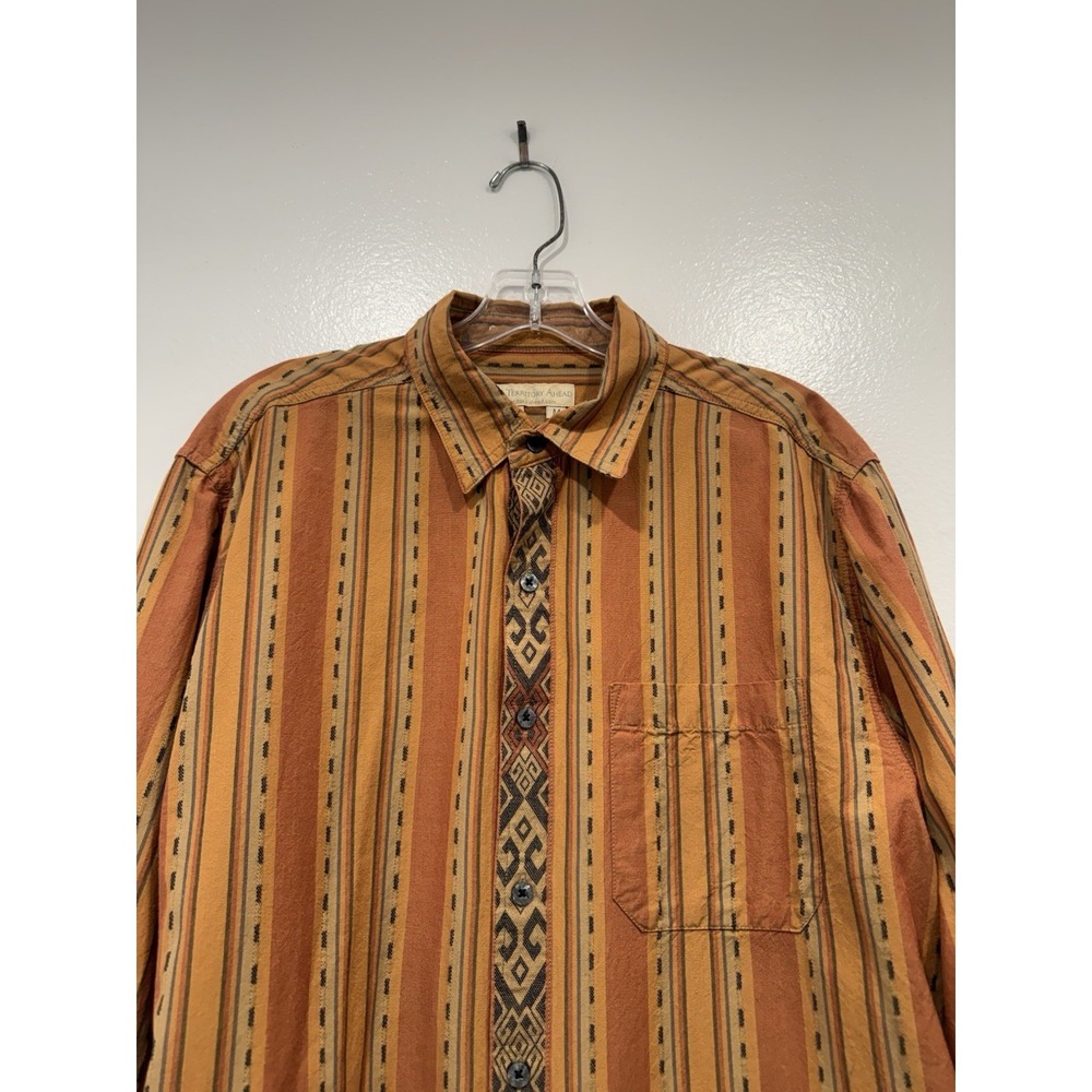 The Territory Ahead Striped Button Down Shirt Mens Medium Cotton Southwest Aztec - Picture 3 of 9